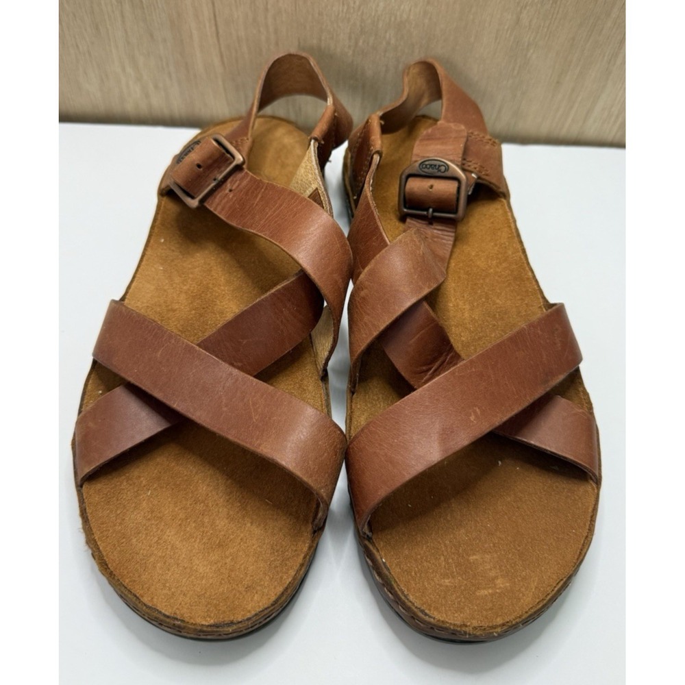 Chaco Women's Wayfarer Strappy Sandal Rust/Brown Leather Size 7 EU 38